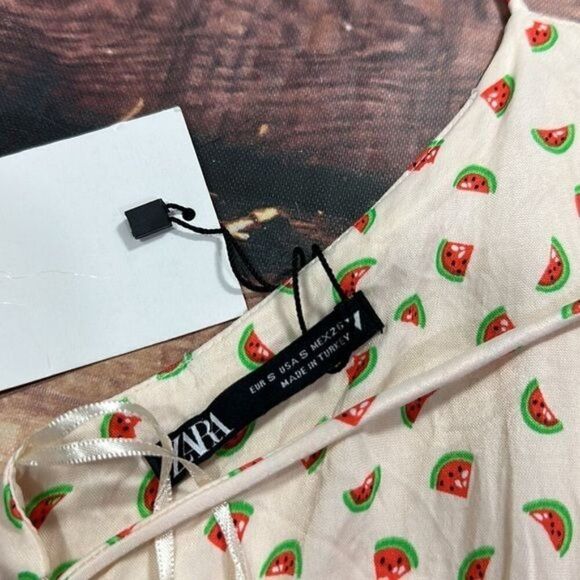 Zara Watermelon Strappy Open Back Crop Top Shirt - Picture 4 of 6